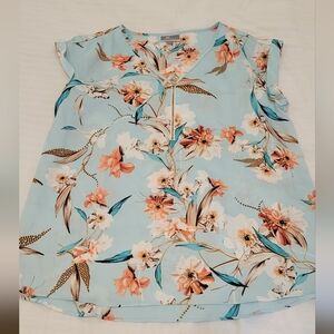 JM Collection, L, Zip Neck Blouse